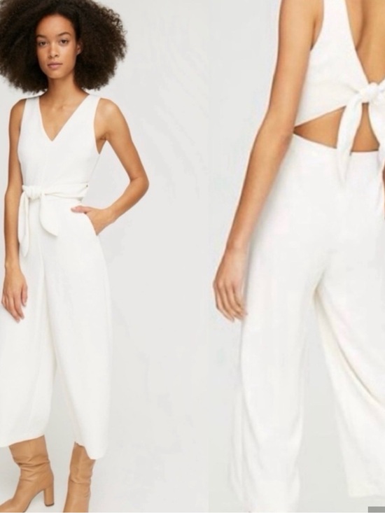 Wilfred Pants - Wilfred Cream V-Neck Tie-Back Jumpsuit